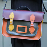 Handmade Leather Satchel - Autumnal Kaleidoscope