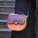Handmade Leather Twist Lock Saddle Bag - Autumnal Kaleidoscope