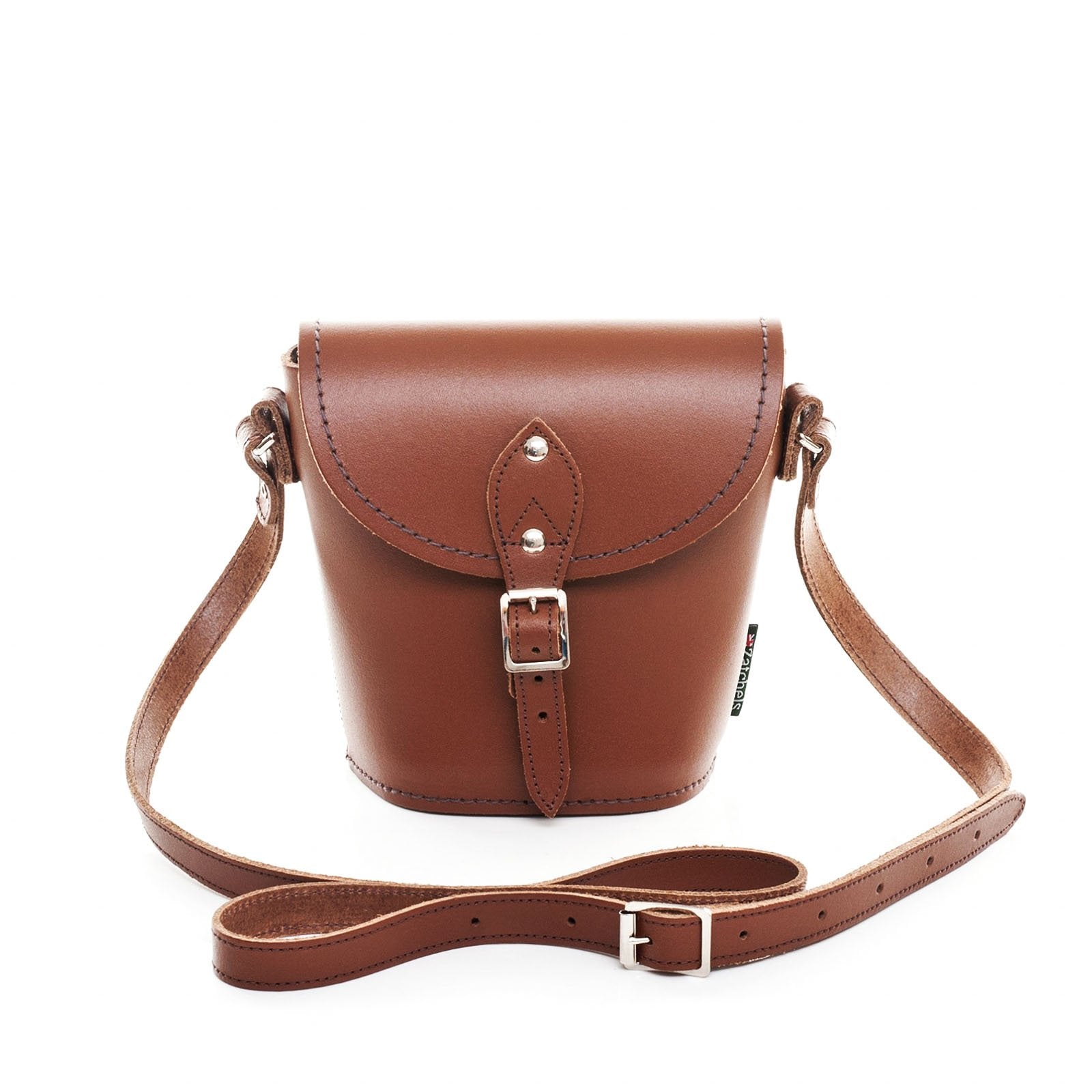 Chestnut leather barrel bag on sale