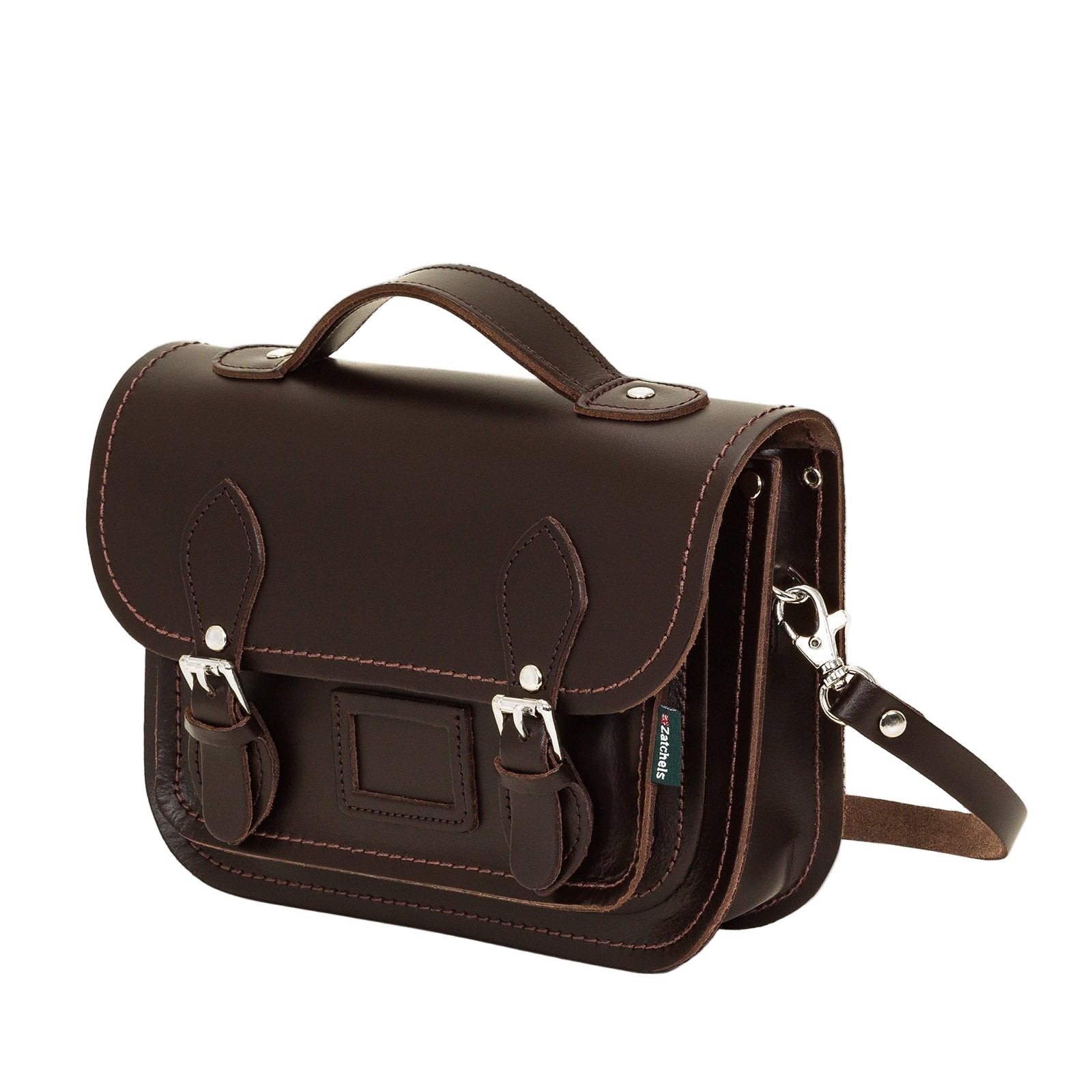 Dark Brown Leather Midi Satchel - Midi Satchel - Zatchels