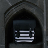 Handmade Leather City Backpack - Gothic Striped White & Black