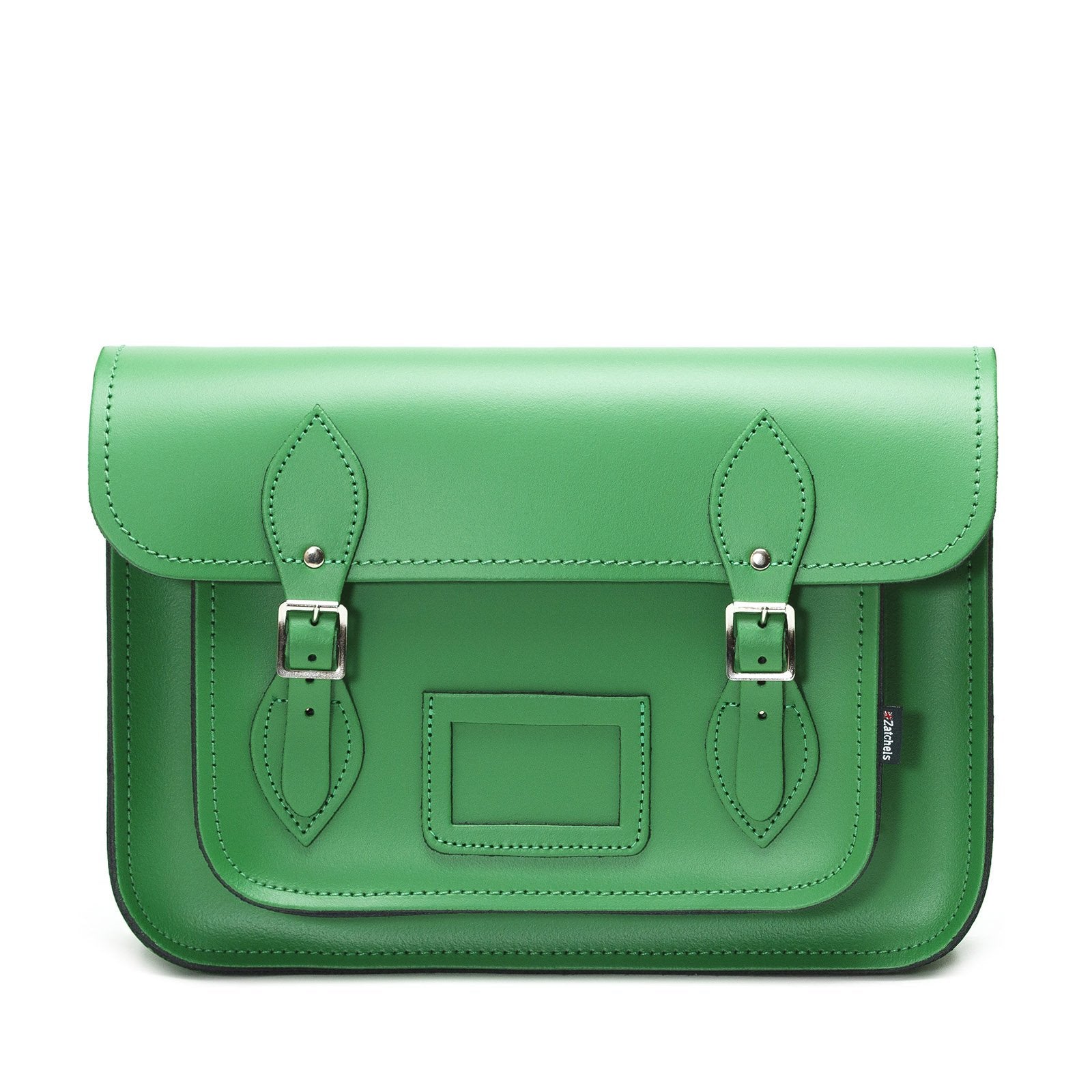 Zatchels Green Handmade Leather Satchel Sizes - Main Image