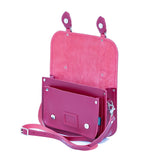 Leather Midi Satchel - Magenta