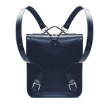 Handmade Leather City Backpack - Navy Blue