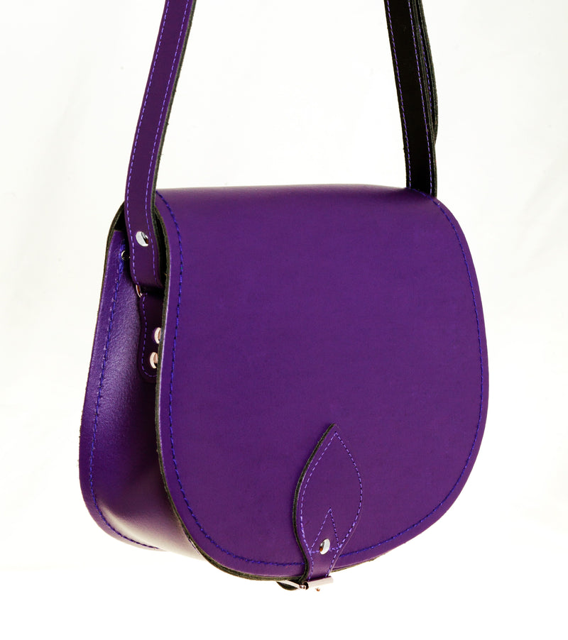 Handmade Leather Saddle Bag - Purple