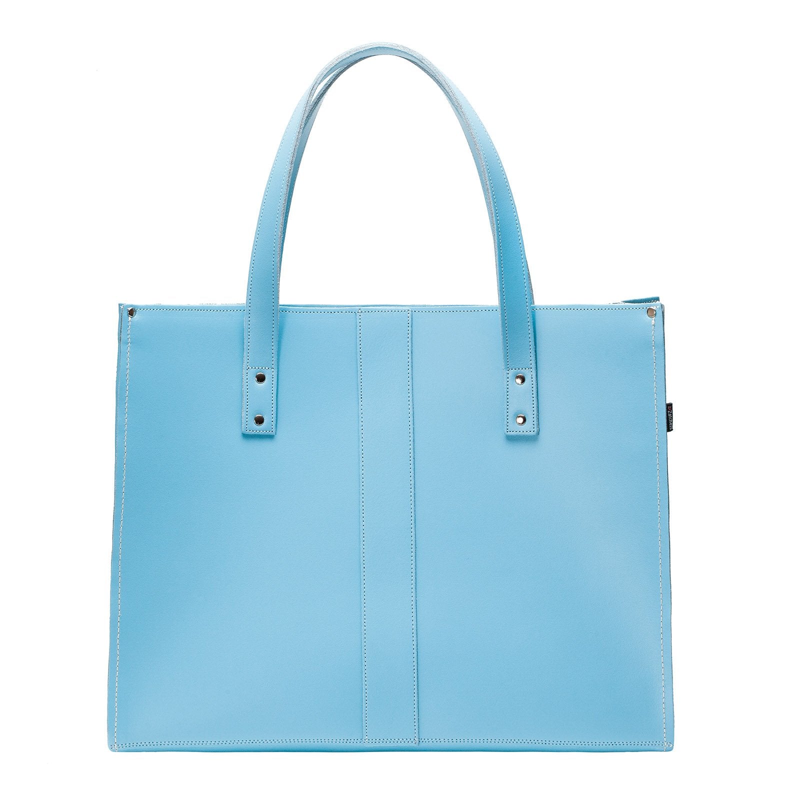 Pastel Baby Blue Leather Shopper - Shopper - Zatchels
