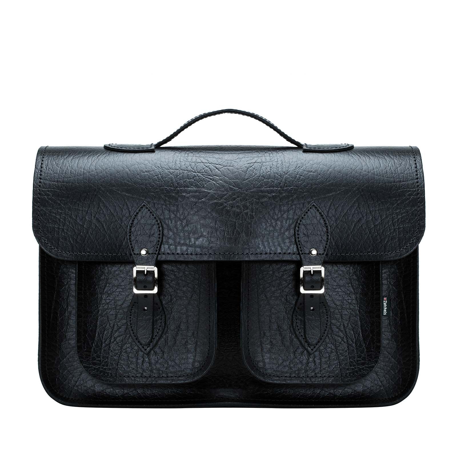 Black leather satchel cheap
