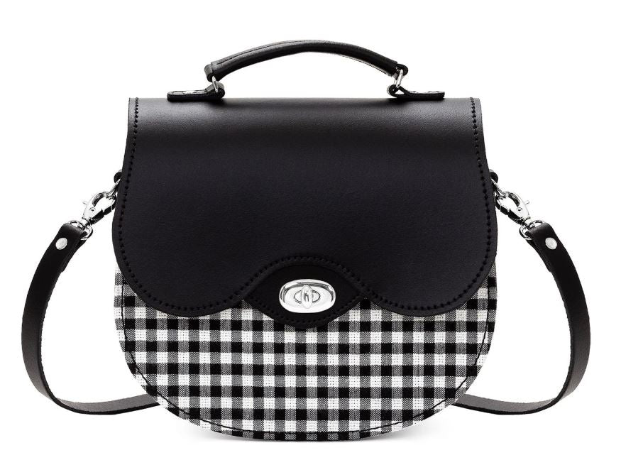 Zatchels Gingham Handmade Leather Saddle Bag