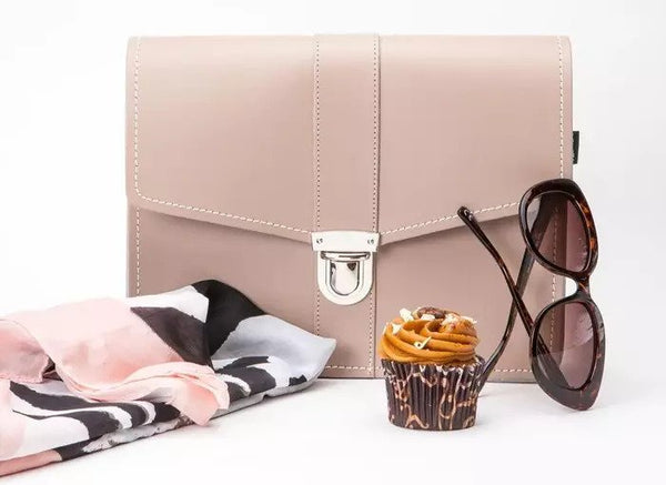 Iced Coffee Shoulder Bag Behind Sunglasses, A Cupcake And A Scarf