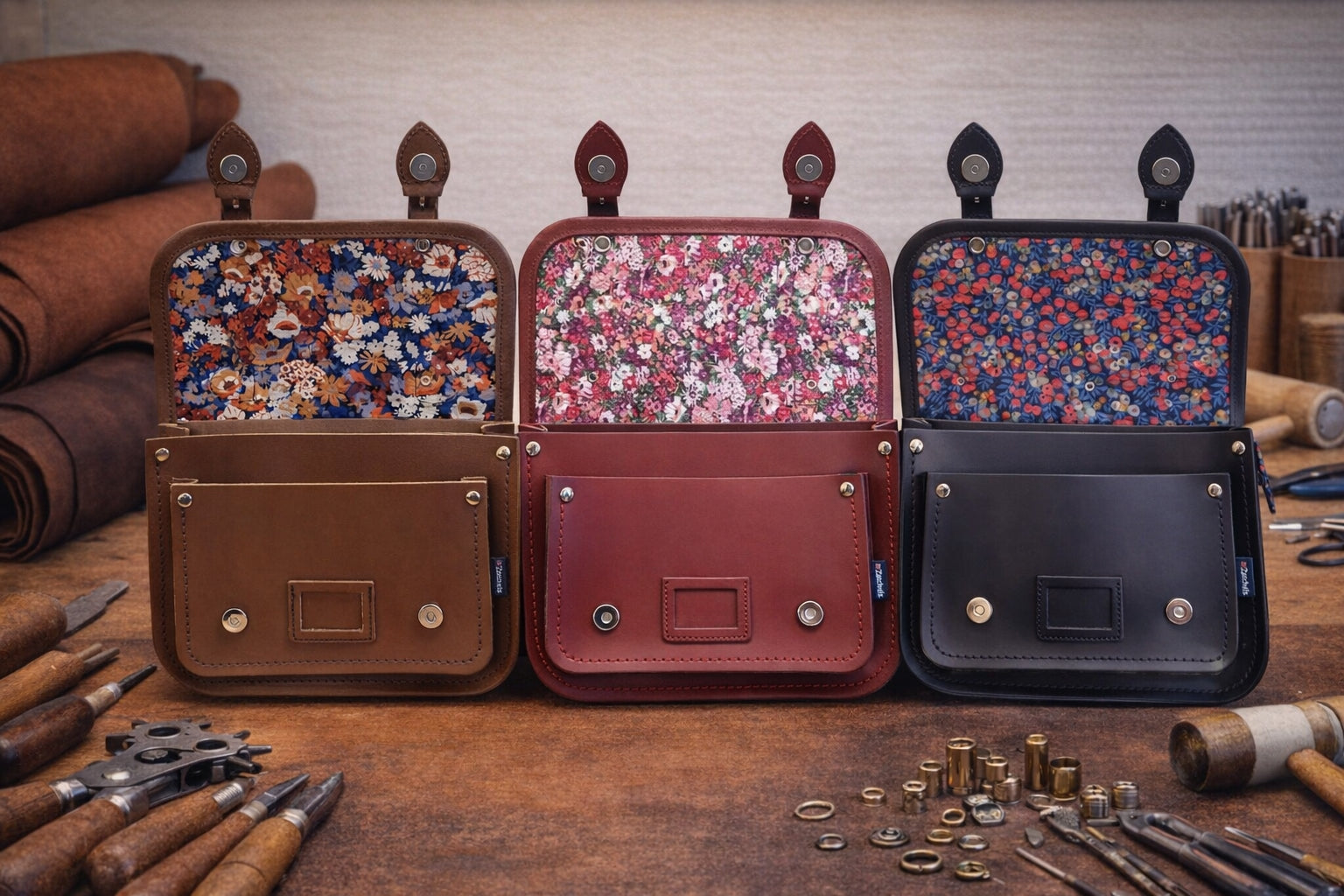 Floral Fabric Lined Midi Satchels