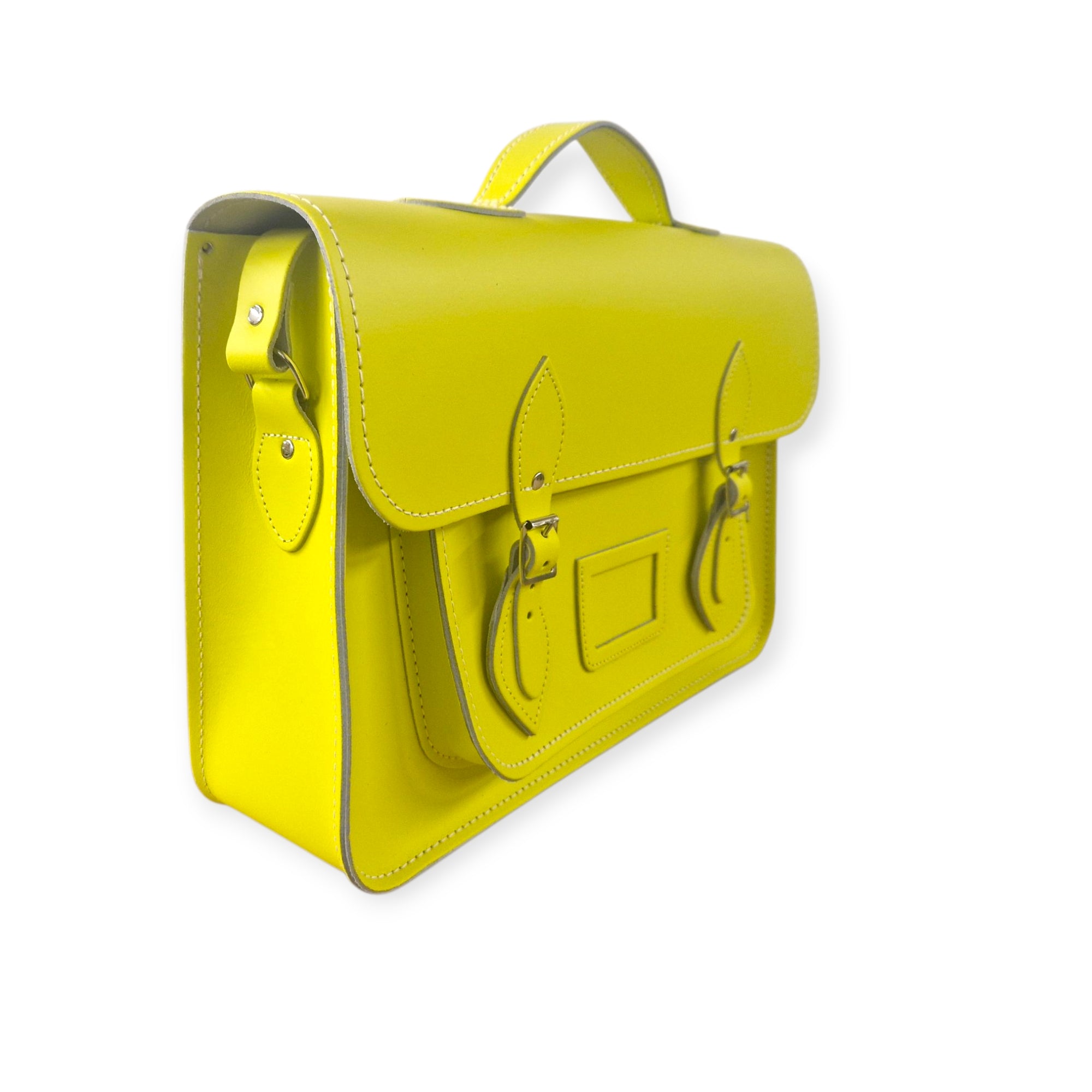 Leather 16'' Satchel Pastel Daffodil Yellow - In Stock & Ready to Ship