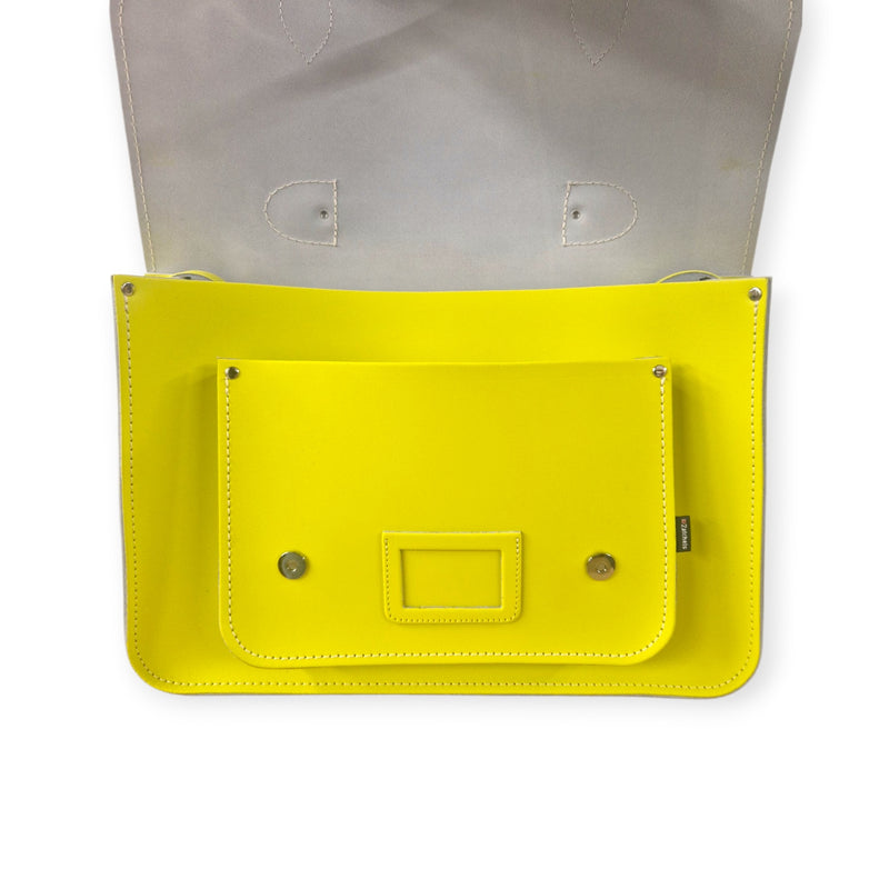 Leather 16'' Satchel Pastel Daffodil Yellow - In Stock & Ready to Ship