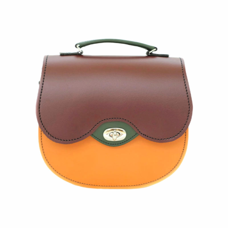 Handmade Leather Twist Lock Saddle Bag - Autumnal Kaleidoscope