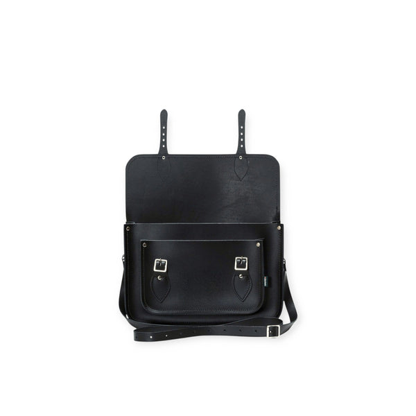 Leather Satchel - Black 11.5'' - In Stock & Ready to Ship