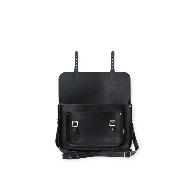 Leather Satchel - Black 11.5'' - In Stock & Ready to Ship