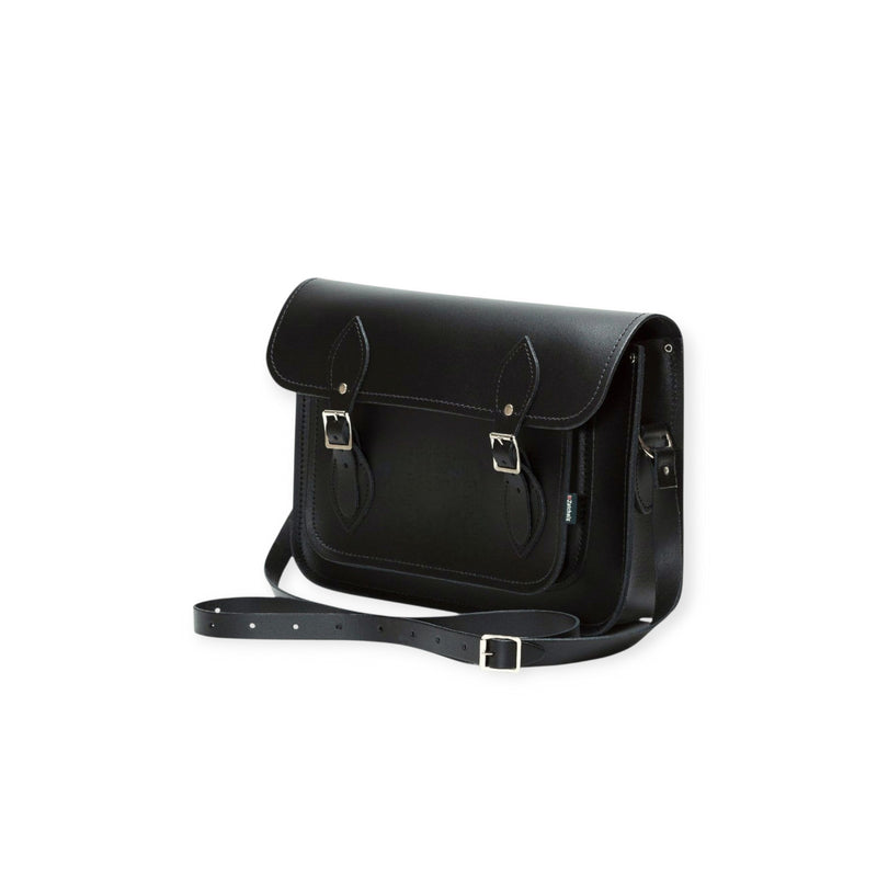 Leather Satchel - Black 11.5'' - In Stock & Ready to Ship