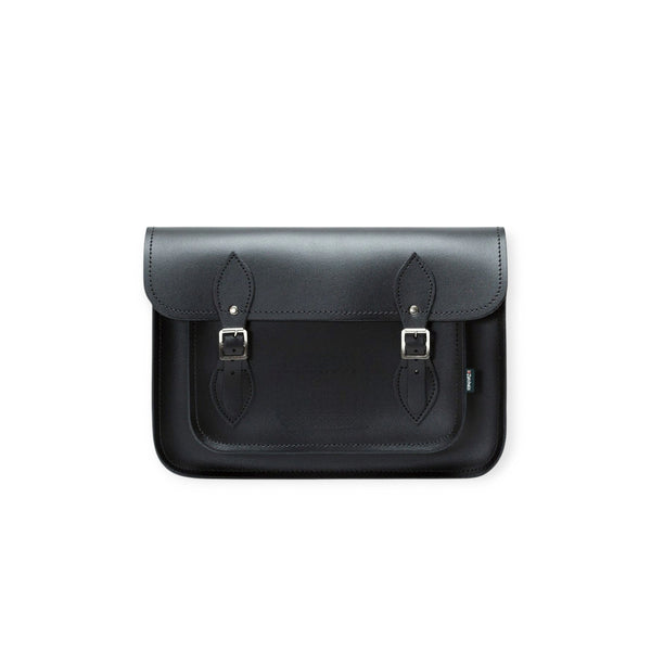Leather Satchel - Black 11.5'' - In Stock & Ready to Ship