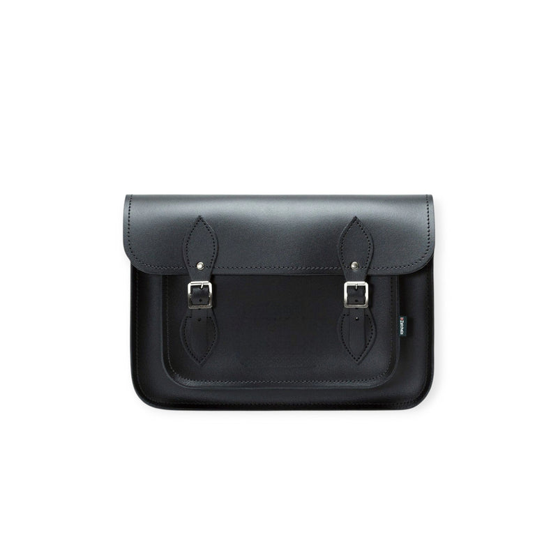 Leather Satchel - Black 11.5'' - In Stock & Ready to Ship