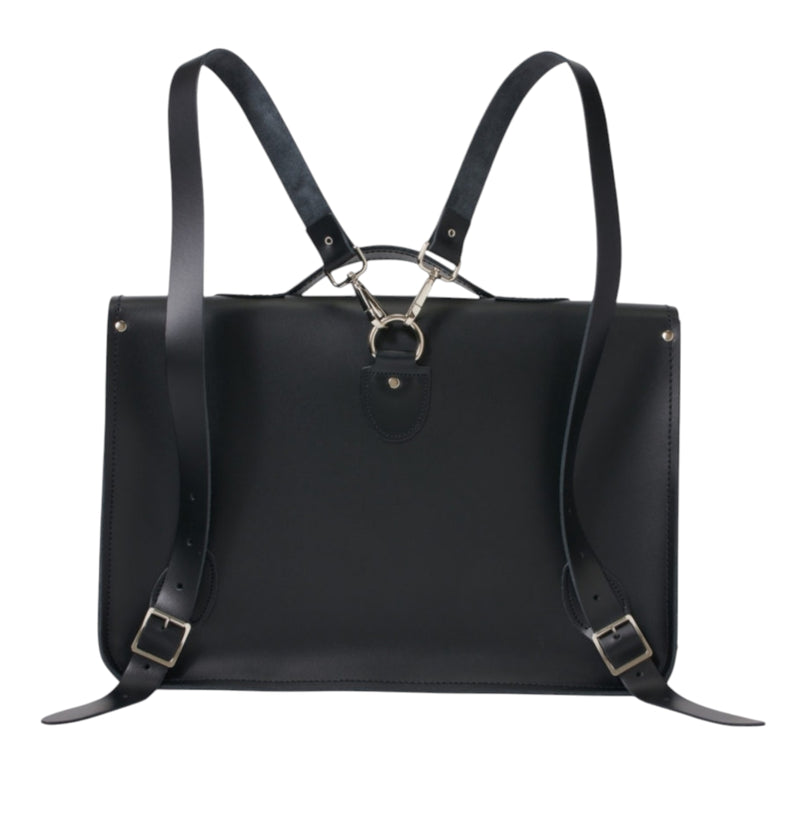 Leather Backpack Satchel Black 14.5'' - In Stock & Ready to Ship