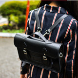 Leather Backpack Satchel Black 14.5'' - In Stock & Ready to Ship