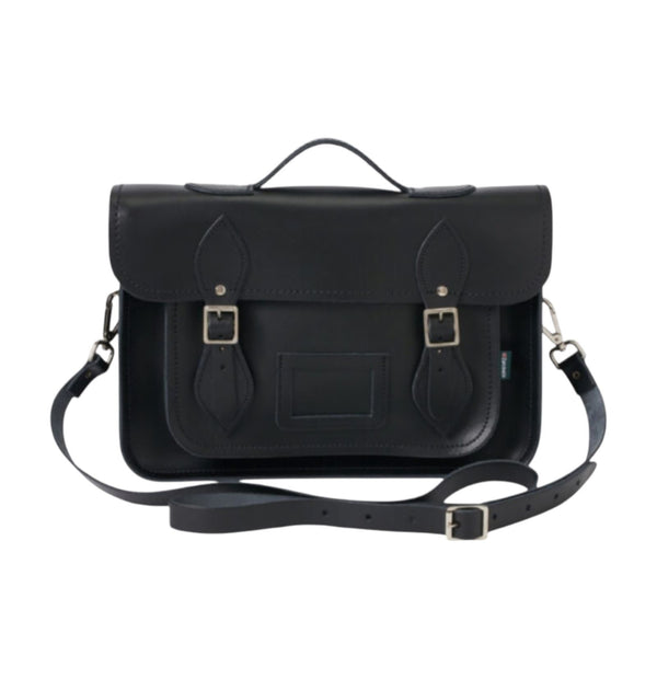 Leather Backpack Satchel Black 14.5'' - In Stock & Ready to Ship