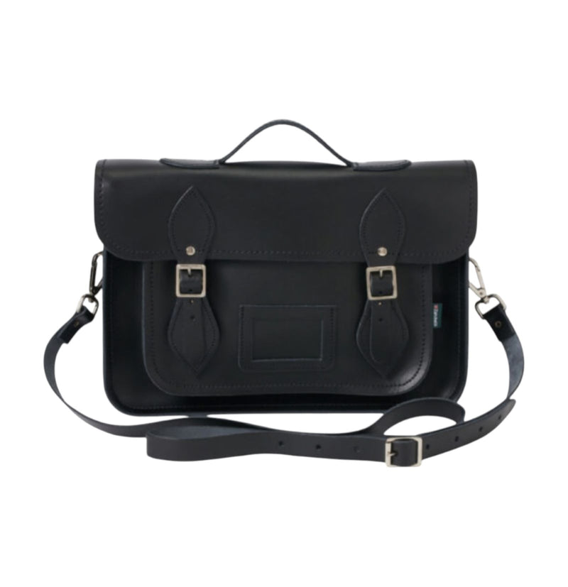 Leather Backpack Satchel Black 14.5'' - In Stock & Ready to Ship