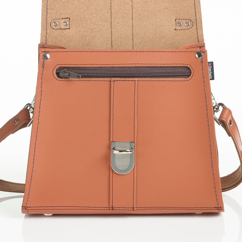 Women's Brown Handmade Leather Cross Body Bag - Burnt Orange | One Size | Zatchels