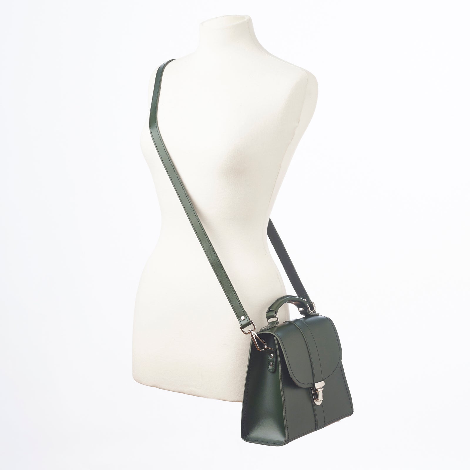 IVTG Women's Genuine Leather Crossbody Bag - Vintage Satchel Purse With Removable Handle, Green - View #4