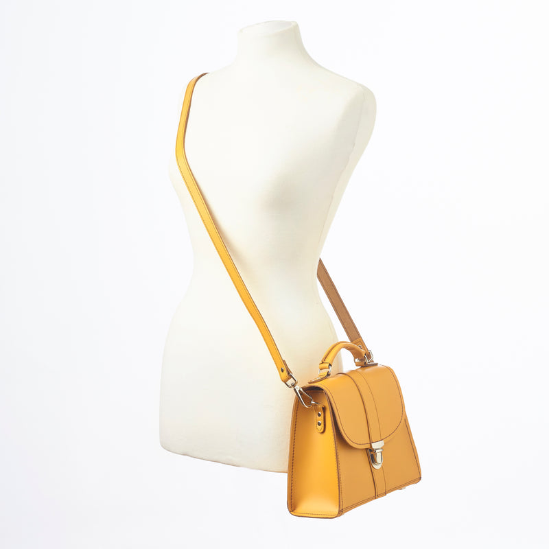 Handmade Leather Cross Body Bag - Yellow Ochre