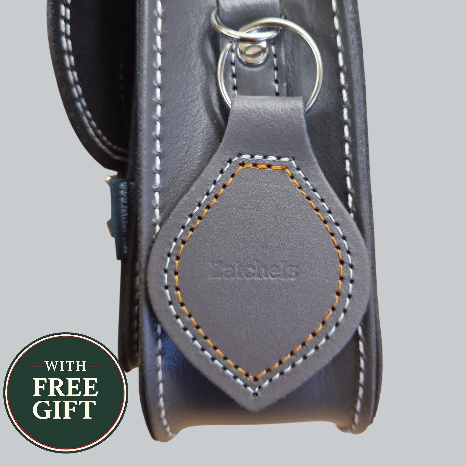 Leather Midi Satchel - Double Stitch - Graphite