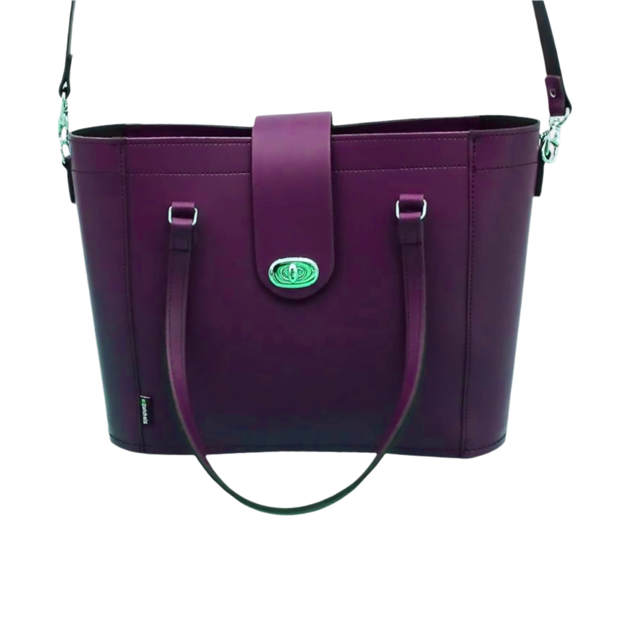 Leather Mini Twist Lock Shopper Bag - Purple