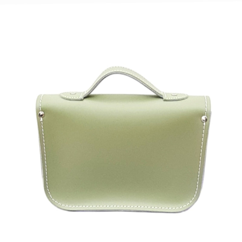 Leather Midi Satchel -  Sage -Green