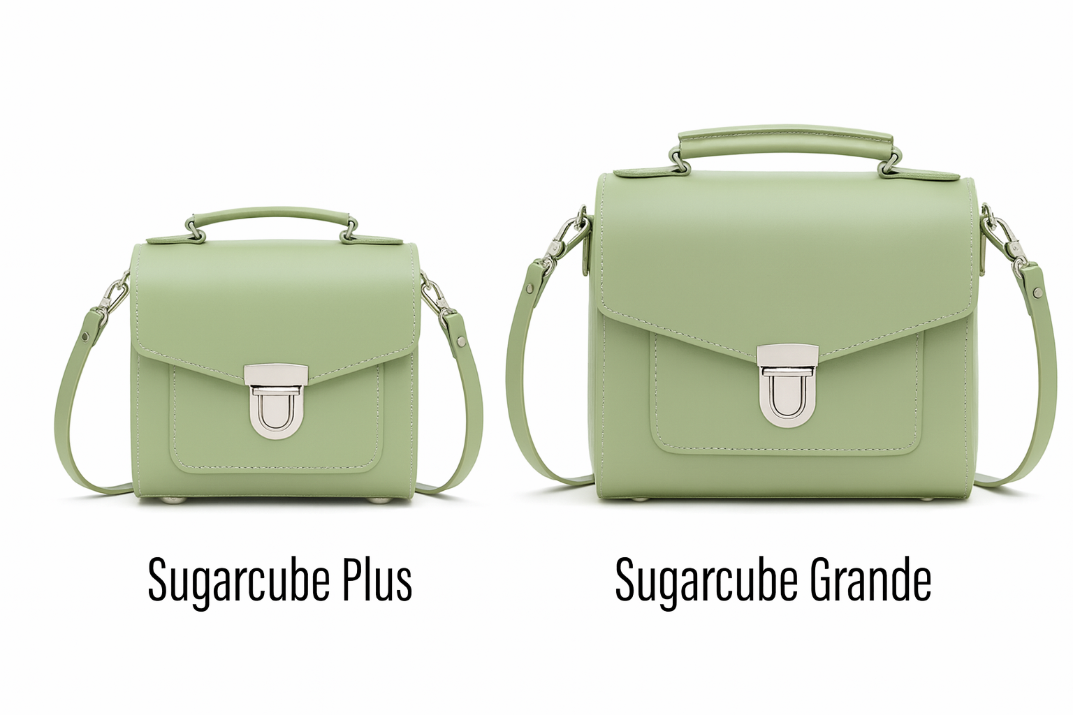 Handmade Leather Sugarcube Handbag - Sage Green