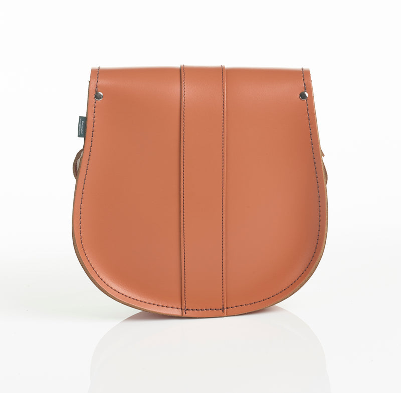 Handmade Leather Pushlock Saddle Bag - Burnt Orange