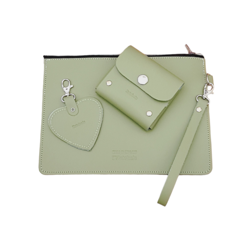 Handmade Leather Midi Collection Gift Set - Sage - Green