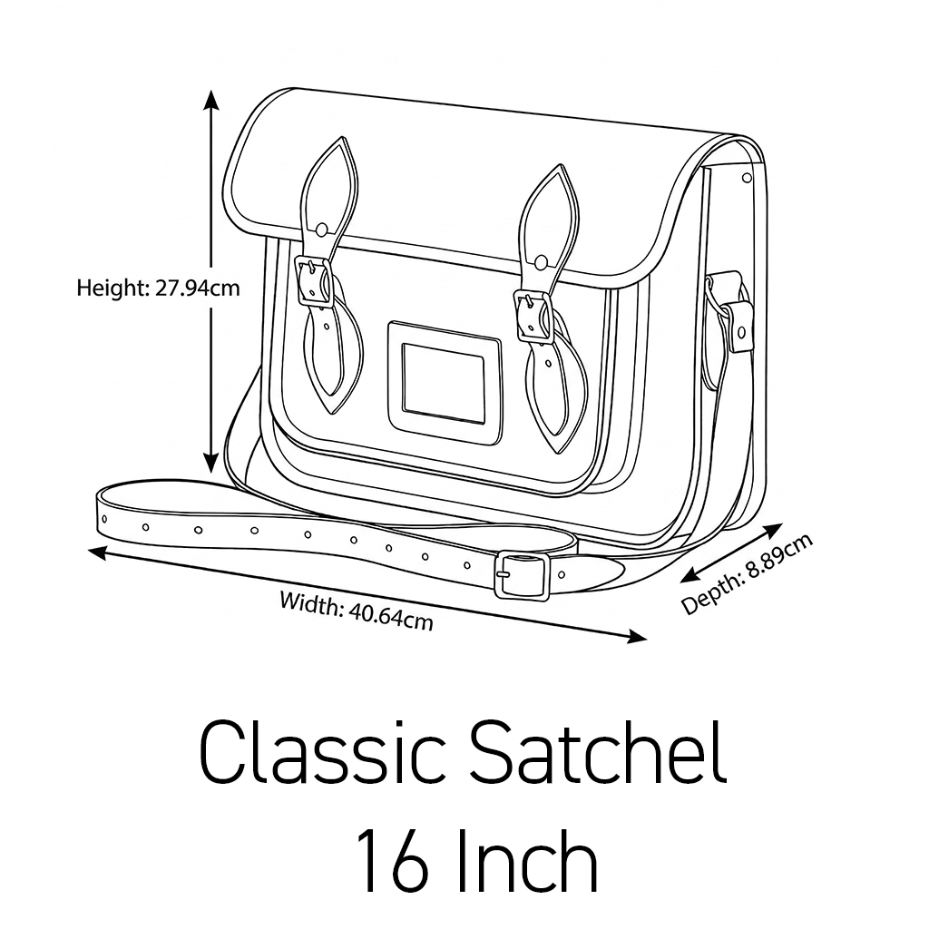 Large Leather Satchel - Green 16'' - In Stock & Ready to Ship