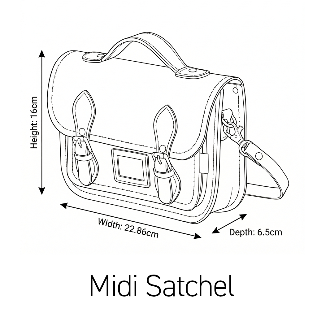 Floral Lined Leather Midi Satchel - Chestnut