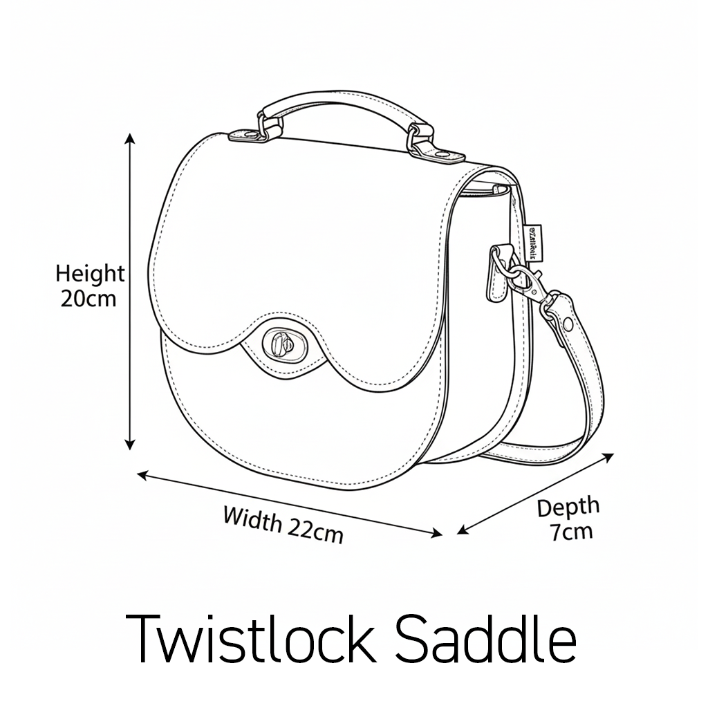 Handmade Leather Twist Lock Saddle Bag - Ghost