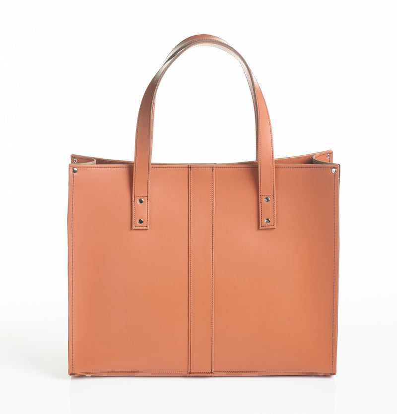 Handmade Leather Shopper - Burnt Orange