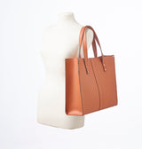 Handmade Leather Shopper - Burnt Orange