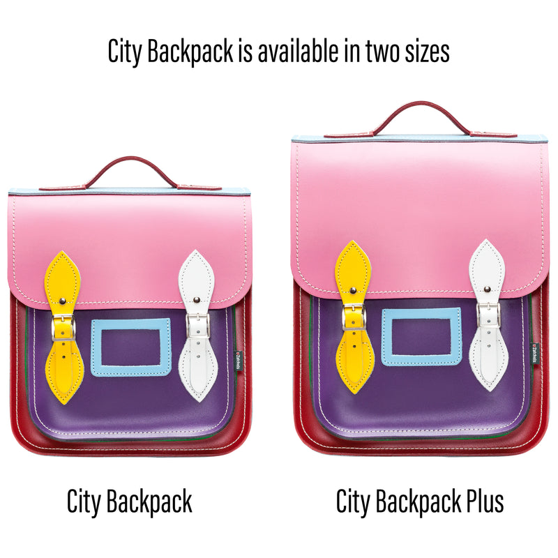 Handmade Leather City Backpack - Classic Kaleidoscope