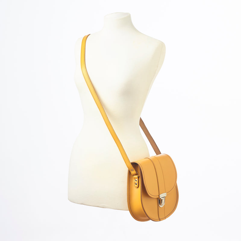 Handmade Leather Pushlock Saddle Bag - Yellow Ochre