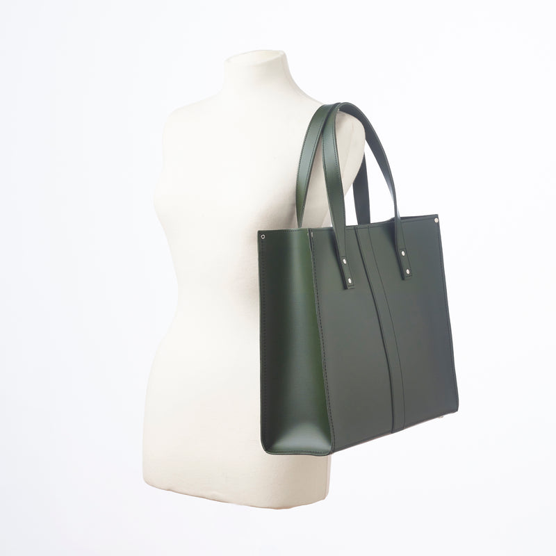 Handmade Leather Shopper - Ivy Green