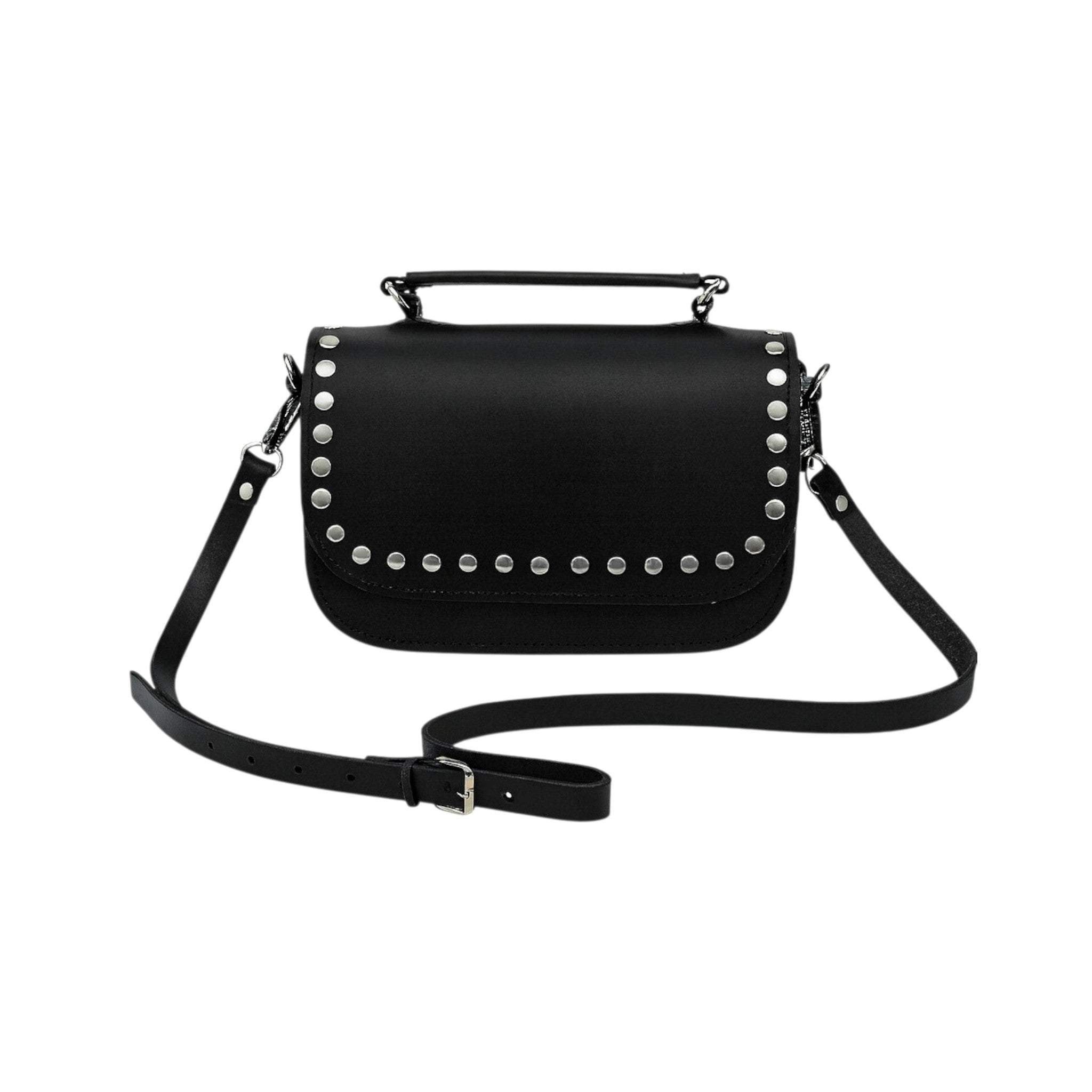 Aura Handmade Leather Bag - Black Studded