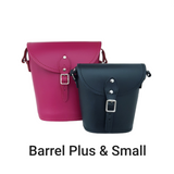 Handmade Leather Barrel Bag - Navy