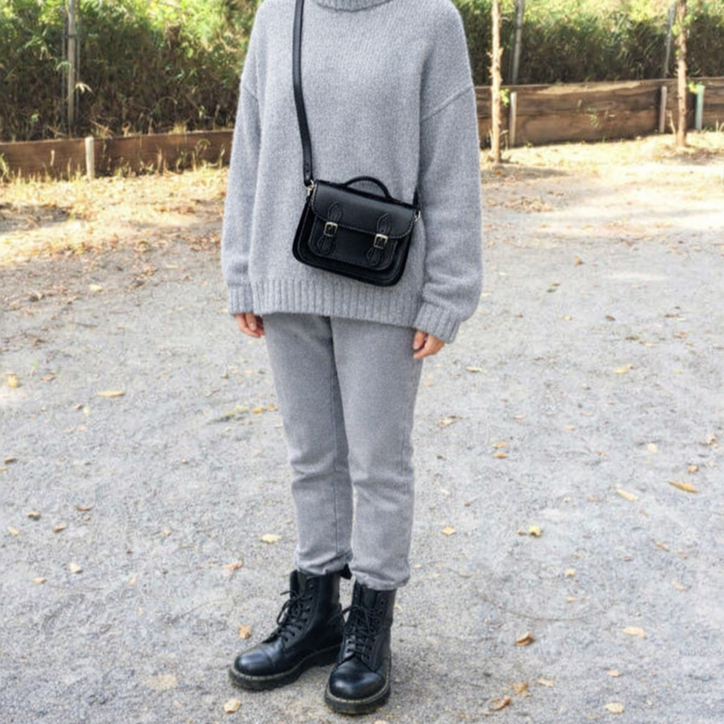 Handmade Leather Micro Satchel - Black