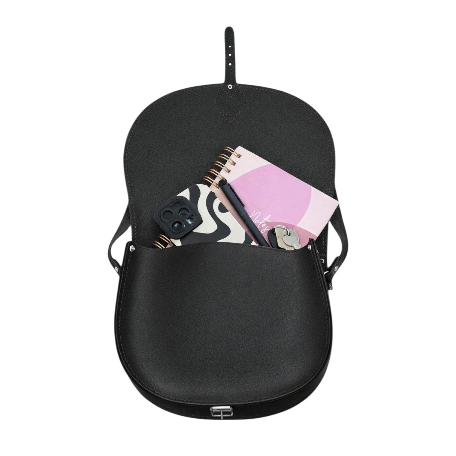 Handmade Leather Saddle Bag - Black