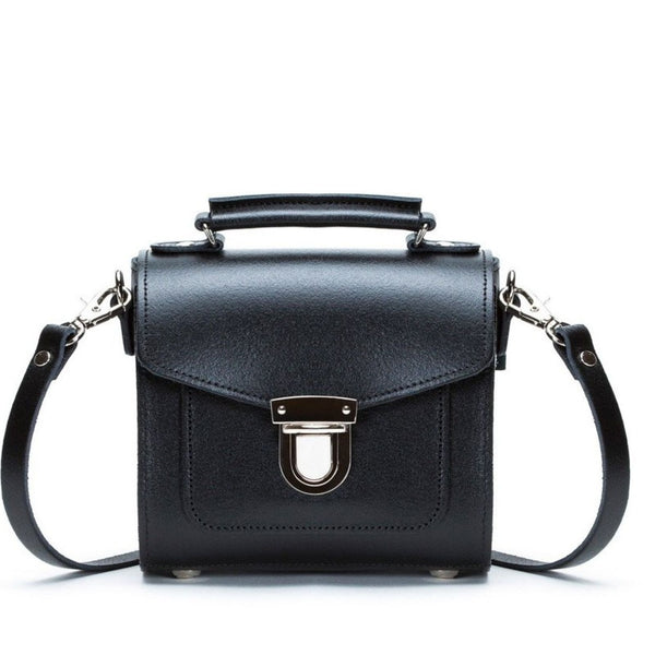 Leather Sugarcube Handbag - Black - Plus Size - In Stock & Ready to Ship
