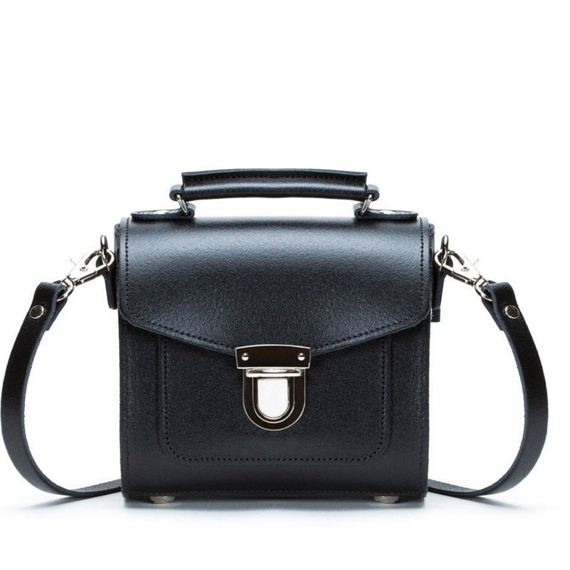 Leather Sugarcube Handbag - Black - Plus Size - In Stock & Ready to Ship