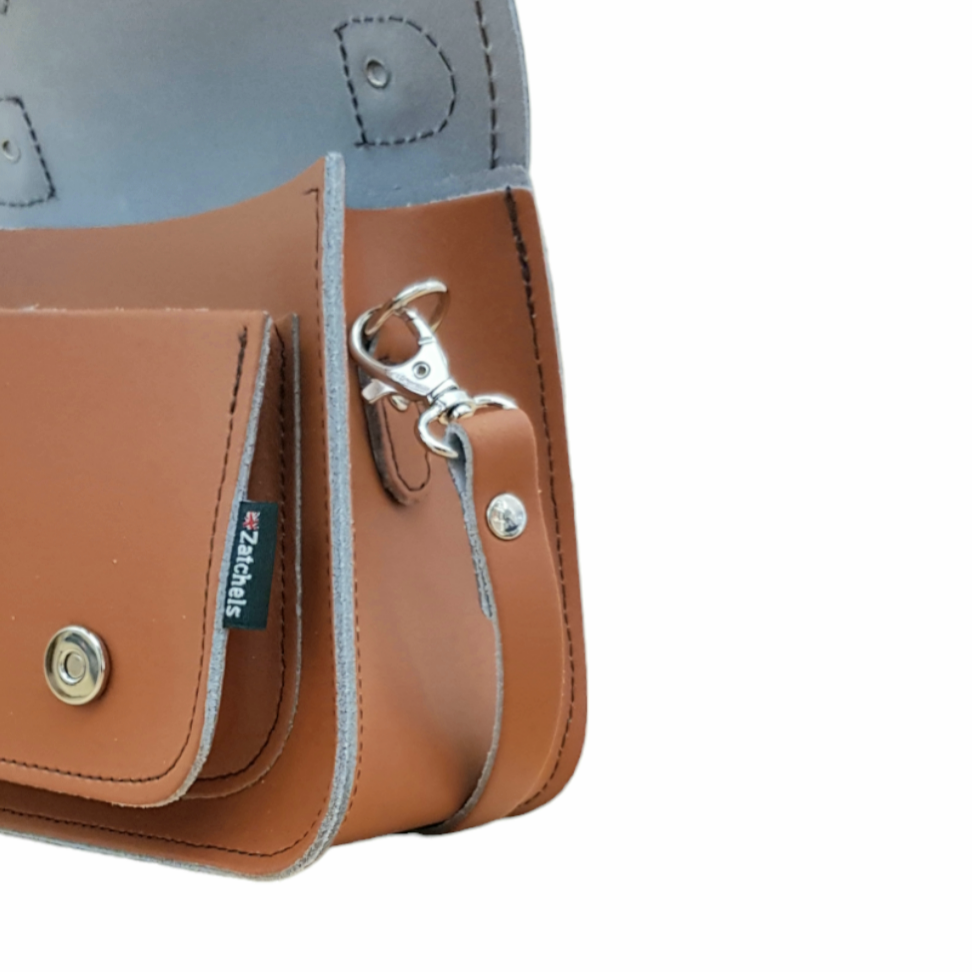 Leather Midi Satchel - Orange main image 0